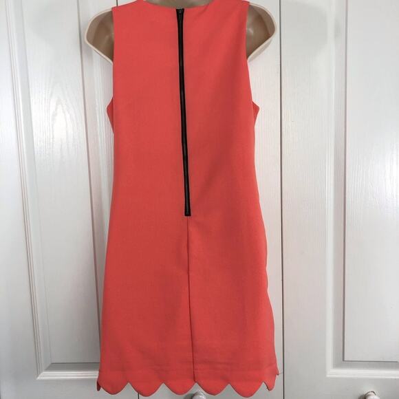 Monteau Los Angeles Orange Sleeveless Shift Dress Scalloped Edging Scop Neckline - Picture 15 of 16